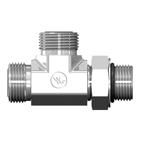 World Wide Fittings Male Flat Face O-Ring to Male O-Ring Boss Adjustable to Male Flat Face O-Ring Run Tee 4716X04X04X04